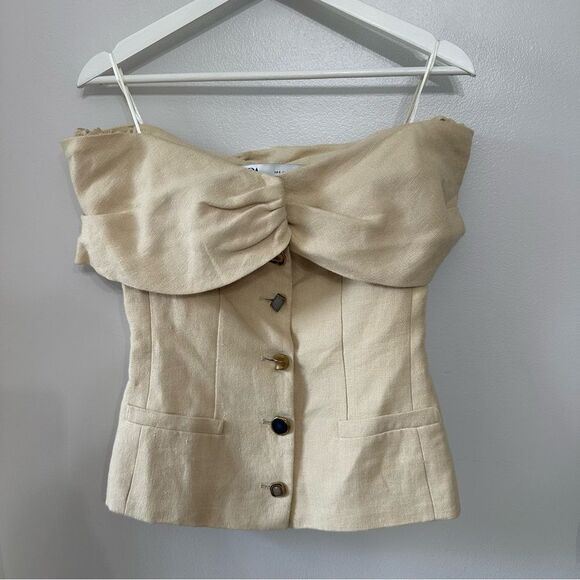 ZARA Linen Off Shoulder Top - Picture 8 of 12